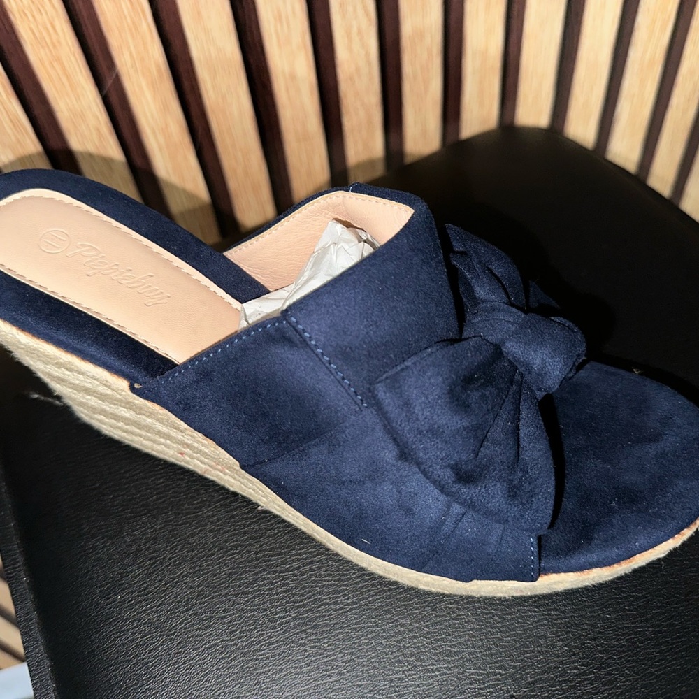 Navy Espadrille Wedge Sandals